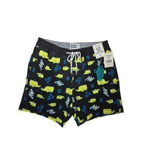 Party Pants "Moby Says: 'Dont Be A Dick" Swim Board Shorts Pockets Black S NWT